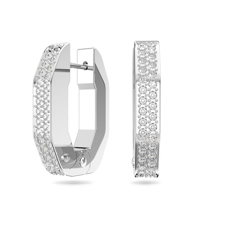 Orecchini a cerchio Dextera Ottagonale, Piccoli, Bianco