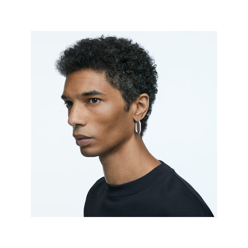 Swarovski . Orecchini a cerchio Dextera Ottagono, cristalli pavé, Medi, Bianco