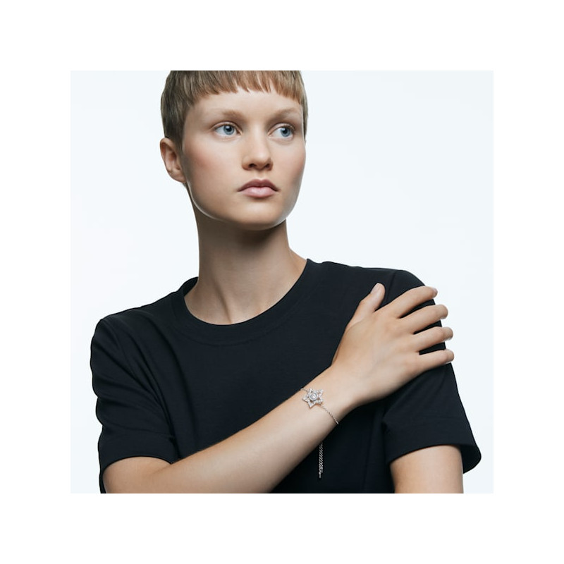 swarovski - Braccialetto Stella Bianco, Placcato rodio