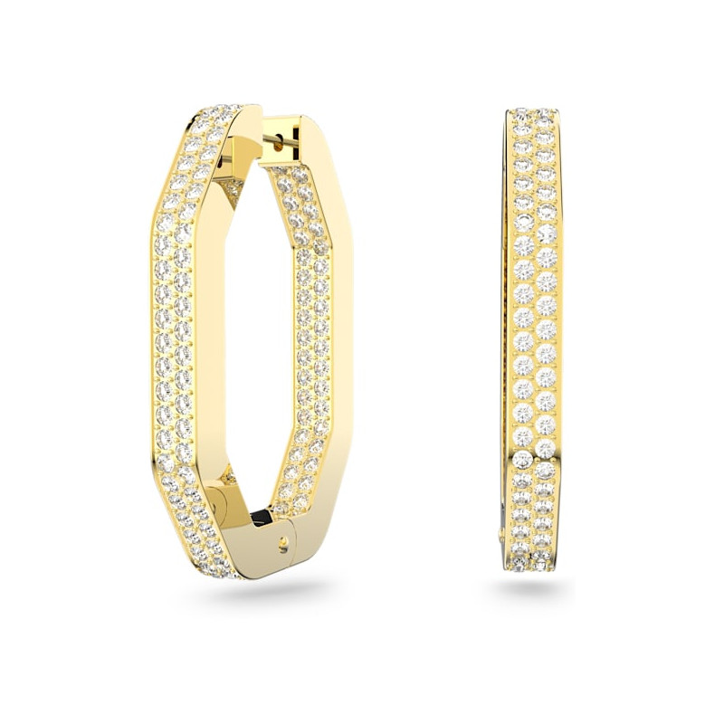 SWAROVSKI - Orecchini a cerchio Dextera Ottagono, cristalli pavé, Grande, Bianco