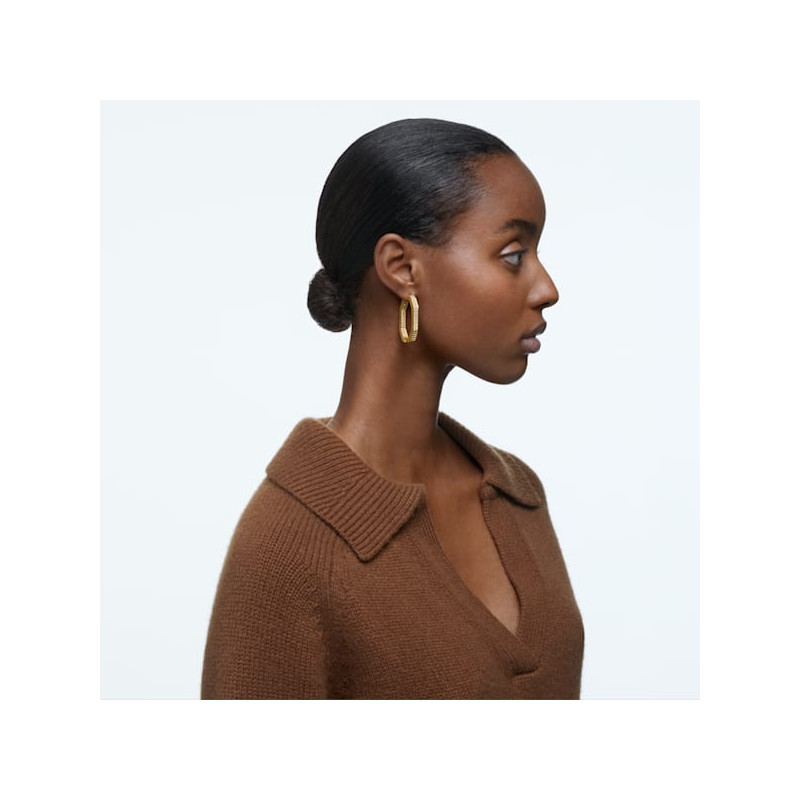 SWAROVSKI - Orecchini a cerchio Dextera Ottagono, cristalli pavé, Grande, Bianco