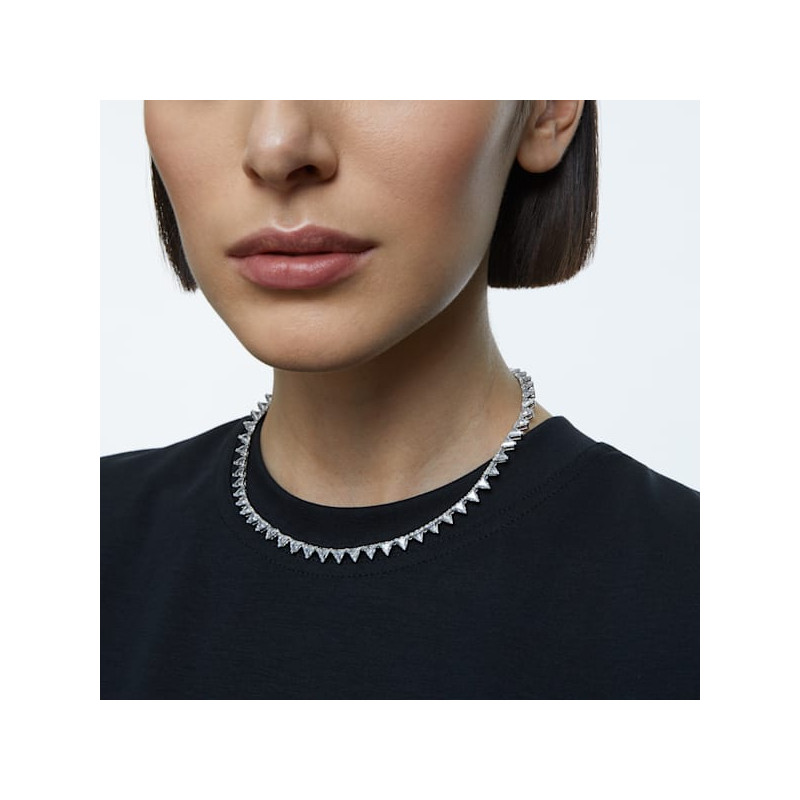 Swarovski - Collana Millenia Taglio triangle, Bianco, Placcato rodio