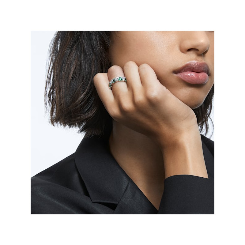 Swarovski - Anello cocktail Millenia Cristalli taglio Triangle, Verde,