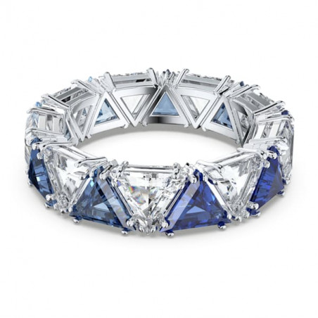 Swarovski - Anello cocktail Millenia Cristalli taglio Triangle, Blu, Placcato rodio