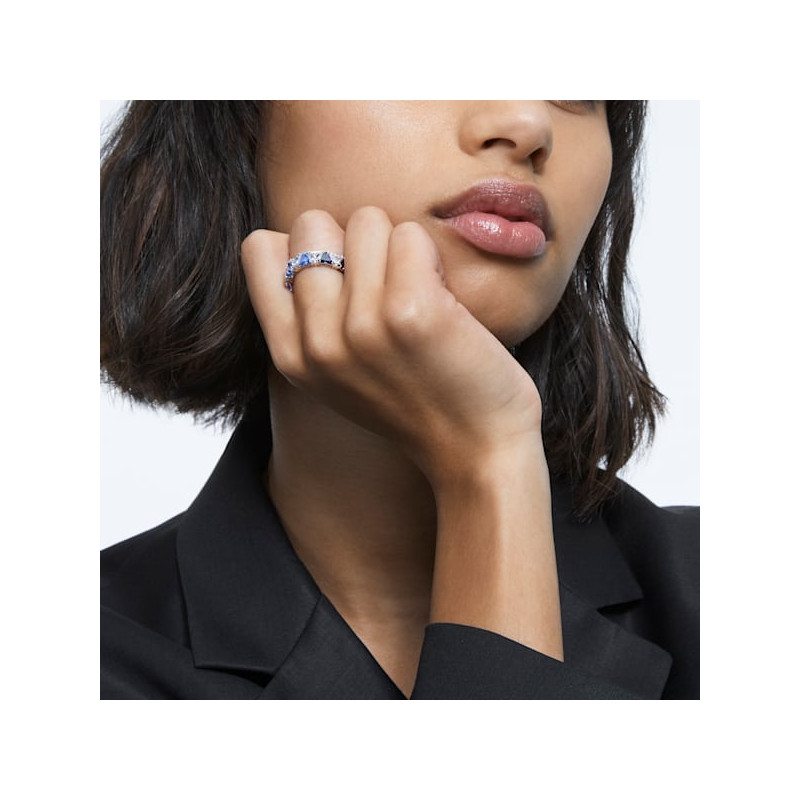 Swarovski - Anello cocktail Millenia Cristalli taglio Triangle, Blu, Placcato rodio