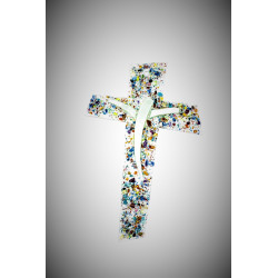 Crocefisso in Vetro Graniglia Blu
