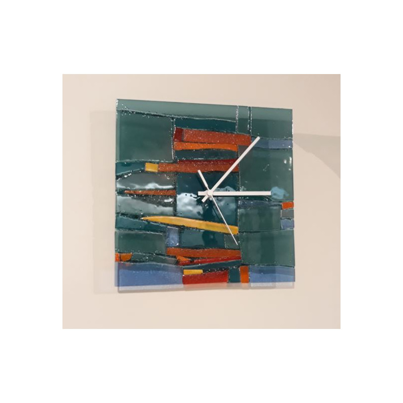 Orologio da parete quadrato multicolore verde