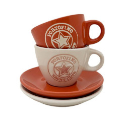 Villa D'Este - Set 2 Tazzine Caffè Con Piattino Rossa e Bianca