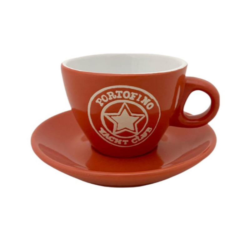 Villa D'Este - Set 2 Tazzine Caffè Con Piattino Rossa e Bianca