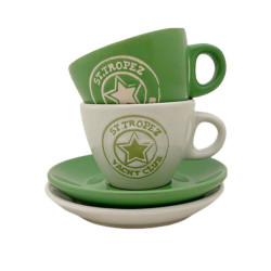 Villa D'Este - Set 2 Tazzine Caffè Con Piattino Rossa e Bianca